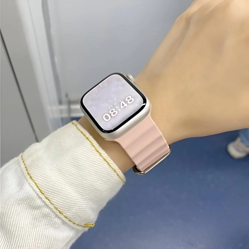 Apple Watch Band Silicone Waterproof Sport Ocean Strap for Apple Watch - Pink